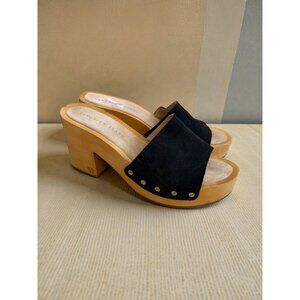 VERONICA BEARD Hannalee Black Suede Clog Sandals Size 9